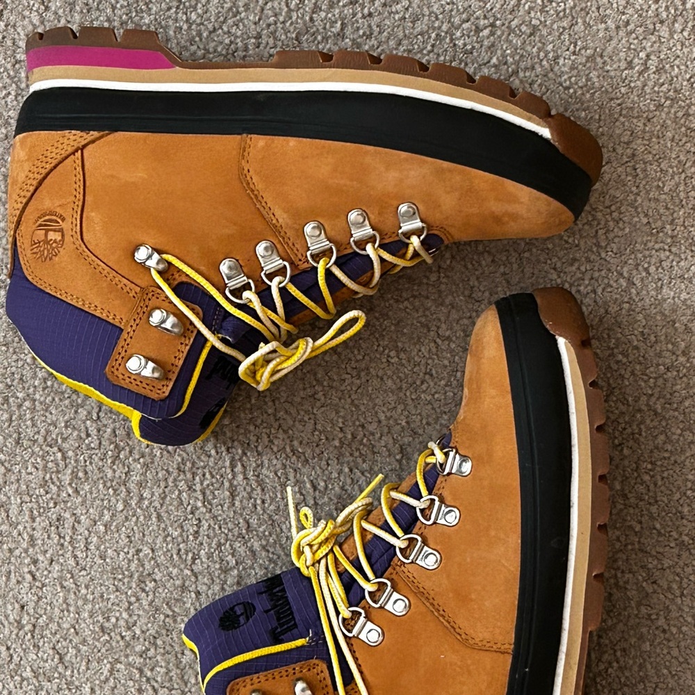 Timberland Tan and Purple Hiking Boots